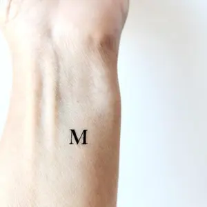 Temporary Fake Tattoo of 1pc capital letter m (typewriter font style)