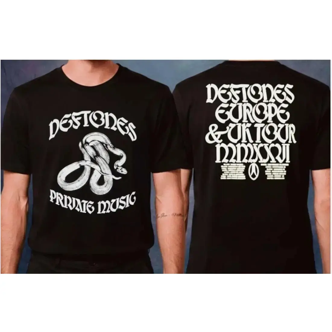 Deftones EU UK Tour 2026 Silver Chains short sleeve 2 side T-Shirt