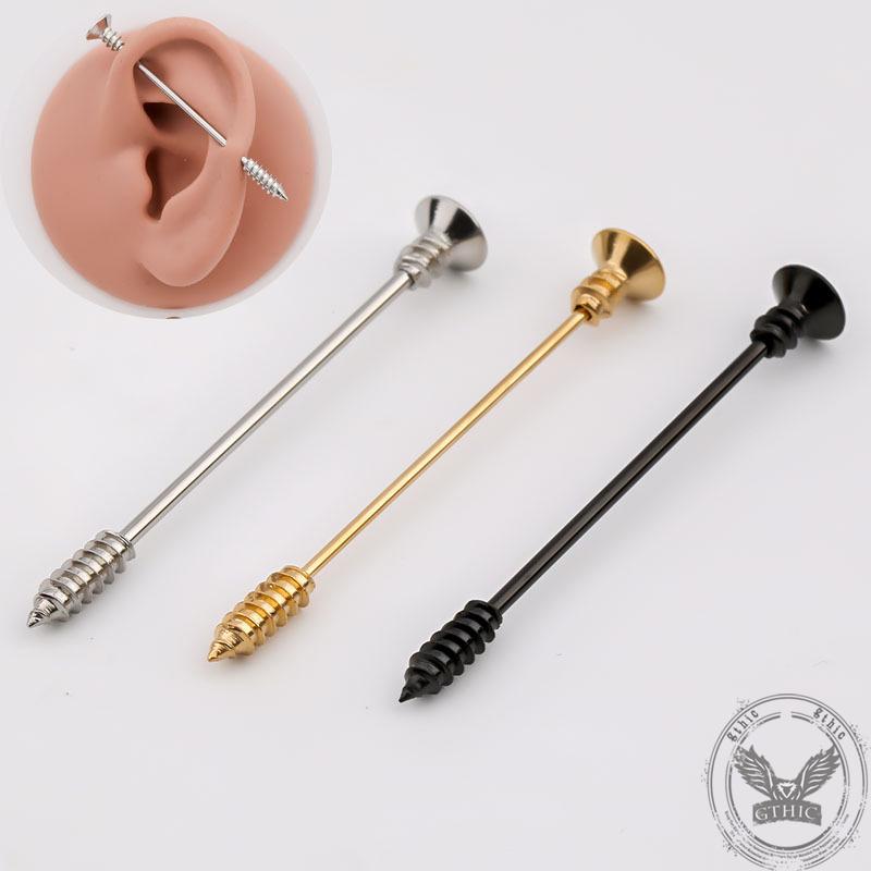 GTHIC Simple Threaded Nail Industrial Alloy Piercing Personalized Jewelry Accessories Unisex Daily Wear