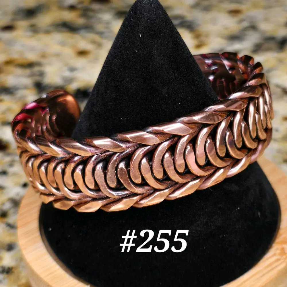 #255 Pure Copper 6 3/8" x 15/16" Cuff Bracelet Handmade Artisan Jewelry Unisex Gift Ready Hand Woven Open Cuff Design Comfortable Daily Wear