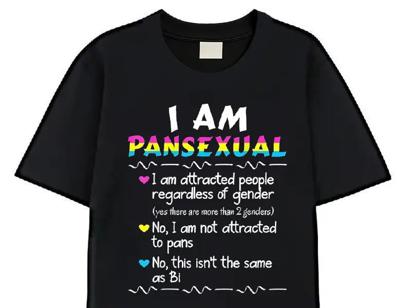 Men's Graphic T-Shirt with Pansexual Definition Rainbow Pride Print, Casual Crew Neck Short Sleeve Top, Machine Washable, Tops, Menswear, Rainbow Print, Round Neck, Gentle Skin, Lgbt Rainbow Pride Graphic