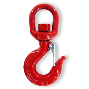 1 Ton Swivel Hooks, Heavy Duty 360° Rotating Crane Hook with Safety Latch, 2200 lbs Forged Steel Lifting Hook for Chains & Engine Hoists Chain Hooks – Industrial Grade Logging Lifting Swivel