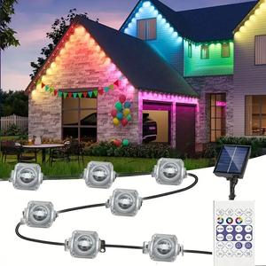solar powered outdoor light, 1 count rgbic outdoor light with remote control, waterproof led light for holiday decoration, party decoration, daily lighting, garden decoration