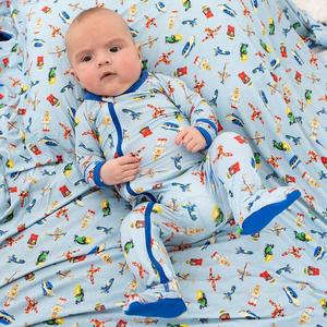 tiny travelers footie – soft bamboo baby zippered onesie with 2-way zipper, fold-over mittens, snug fit, cozy all-season nb & 0-3m