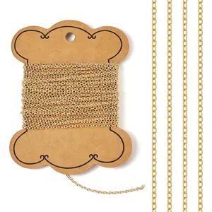 Pandahall 16.4 Feet 14K Gold Filled Cable Chains - Permanent Jewelry Chains with Small Link Necklace Design, Soldered Gold Finish for Jewelry Making, Includes Card Paper