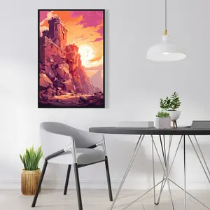 212 MAIN 24x36 in. The Setting Rampart Purple Framed Landscape Artwork - Wall Decor, Home Supplies, Ideal Room Gift
