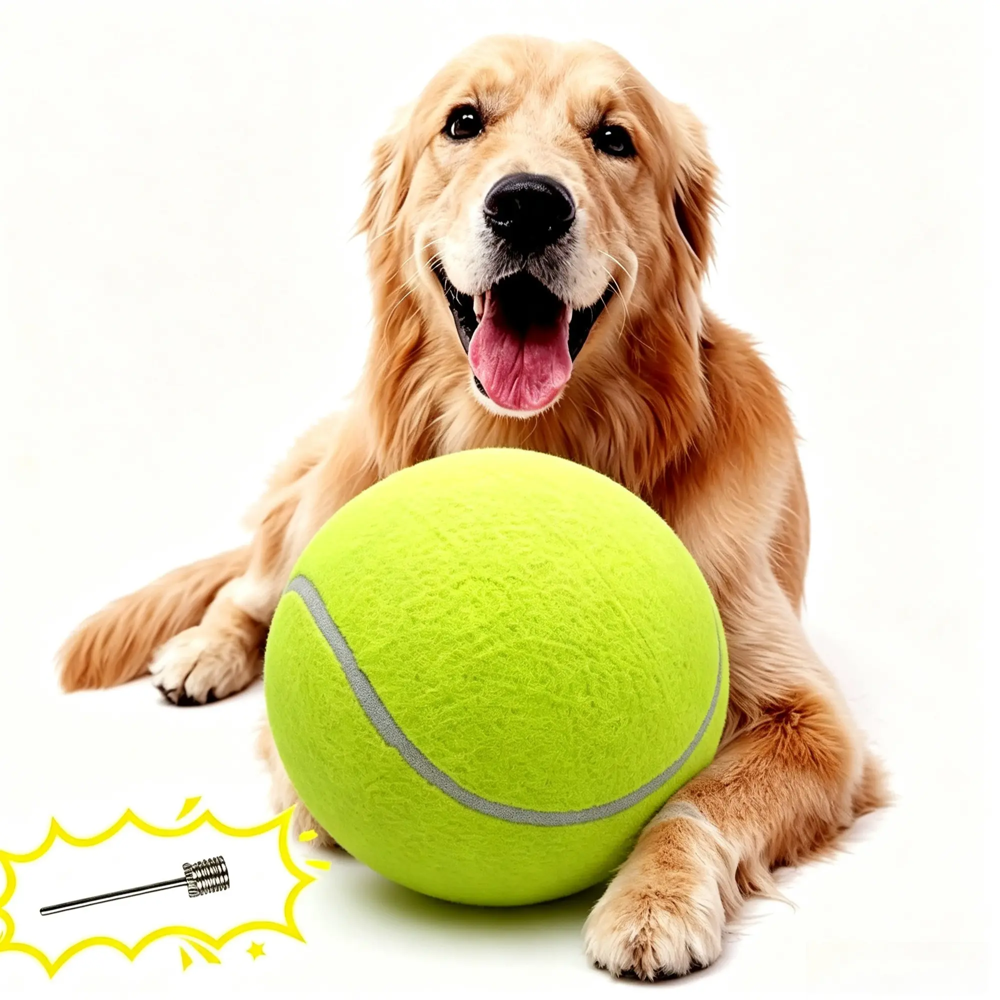 Giant Large Tennis Ball for Dogs,9.5" Inflatable Giant Tennis Ball for Pets - Outdoor & Interactive Training Ball,Tennis Ball for Small Medium Large Dogs, Dog Toy, Herding Puppy Toy