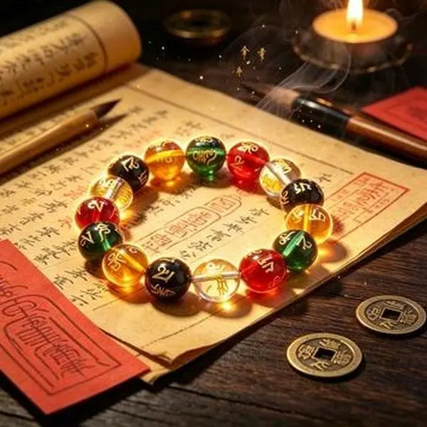 Five‑Element Multi‑Color Engraved Mantra Bracelet, Attract Love, Boost Career Opportunities & Abundance, Feng Shui Energy Unisex Jewelry