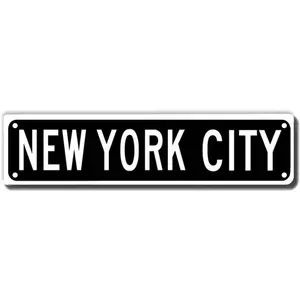 New York City Street Sign, New York City Gift, New York City Wall Decor for Home Office Bedroom Driveway Garage Man Cave Plaque Quality Metal Sign 16x4 Inch
