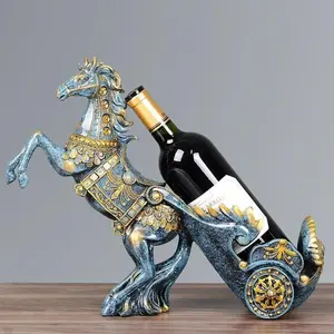 European-style red wine rack, horse pulling cart to success, home decoration handicrafts, decoration style, simple, exquisite and luxurious taste, personalized office business reception gifts, many scenes