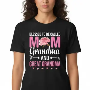 Blessed To Be Called Mom Grandma Great Grandma Soft Crew Neck Tee - Gift for Family