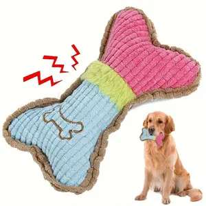 Interactive Bone-Shaped Plush Dog Toy, Durable Chew Resistant Pet Accessory, Perfect Gift for Medium Dogs, Enhance Playtime Fun