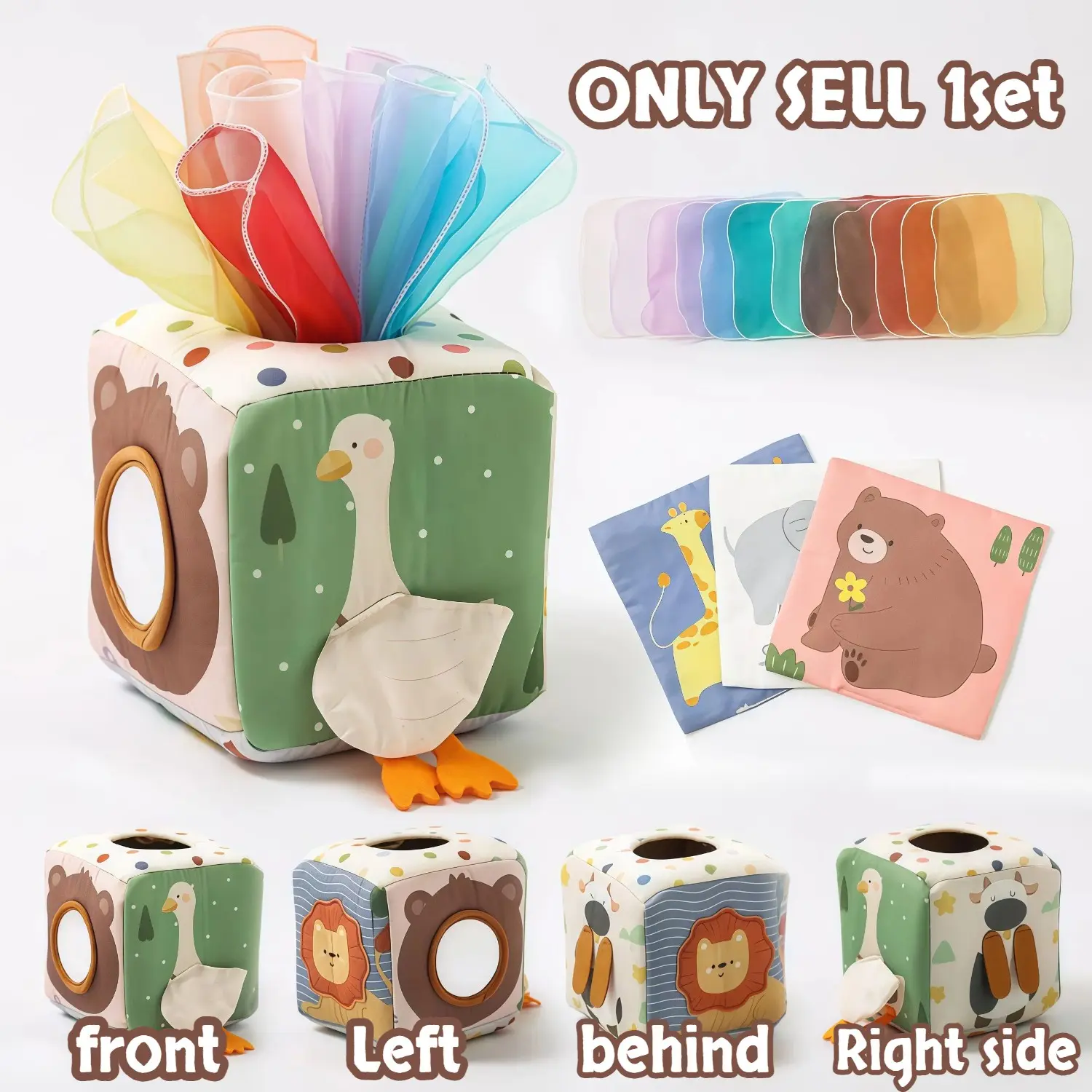 1 set tissue box toy, tissue box sensory toy, gift for boys and girls, sensory pull game scarf toy Container