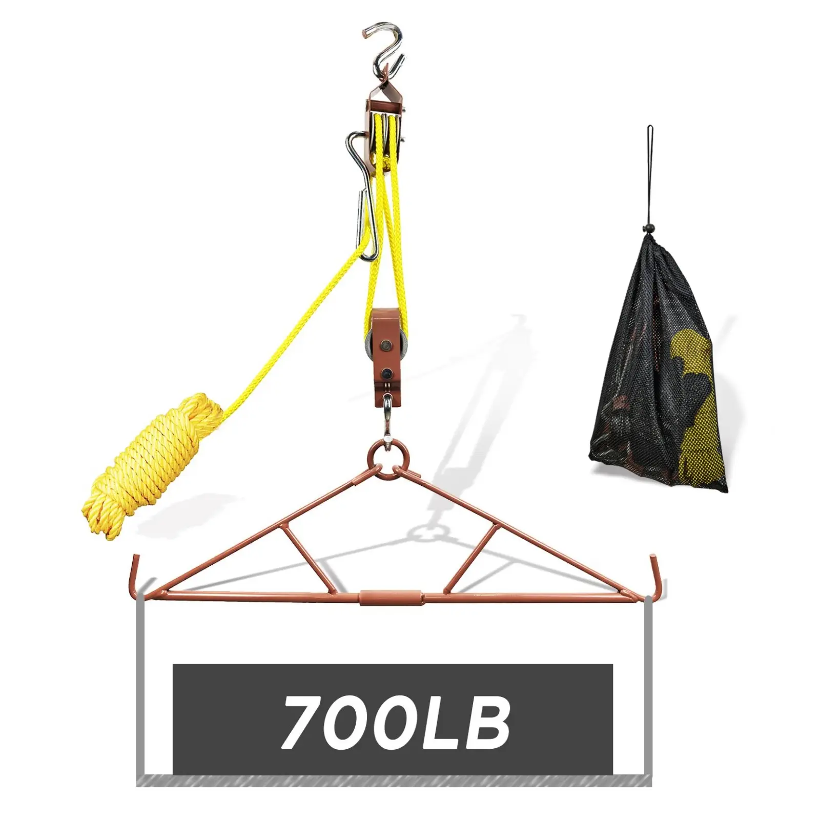 Atflbox Game Hoist Gambrel With 700LB Capacity Deer Hanger and Elk Dual Pulley Hoist Lift System, Hunting Game Hanging Kit for Deer Butcher and Skinning, Deer Hunting Accessories Gifts for Men
