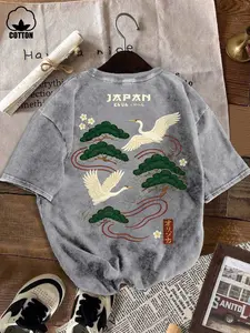 Men's Japanese Ukiyo-E Print Graphic T-Shirt, 100% Cotton, Loose Fit, Street Style, Streetwear, Short Sleeve, Casual Wear, Harajuku Fashion