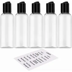 5 Pack 3.4 oz Travel Bottles for Toiletries TSA Approved Leakproof Plastic Empty Travel Size Bottles Containers with Labels