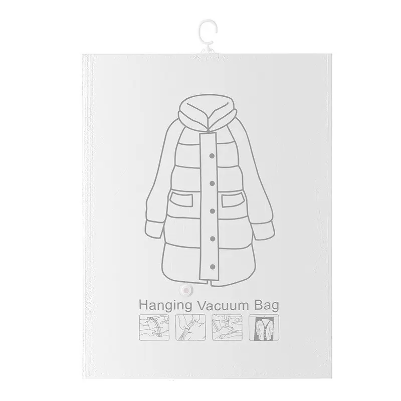 5 Hooks Extra Large Hanging Vacuum Compression Storage Bag | Thickened Organizer, Elongated Design, No Power Required, Clothing Protection And Space Saver, Dustproof Cover, Durable Cover, Household Dust Cover
