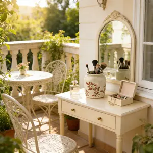 Elevate Your Vanity Desk Aesthetics Hand-Painted Floral Ceramic Storage Canister A Vintage-Inspired, Multi-Use Holder for Cosmetics, Stationery Beauty Tools