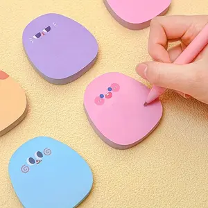 Cute Emoticon Sticky Note (4 Counts), Mixed Color Self-adhesive Memo Pad for Students, Sticky Note for Office School Supplies, Emoticon Themes