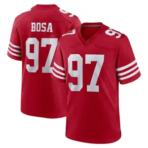 San Francisco Bosa 97 Scarlet/White Football Player Game Jerseys, Sports Stitched T-shirts Top for Men Women Youth Boys Girls
