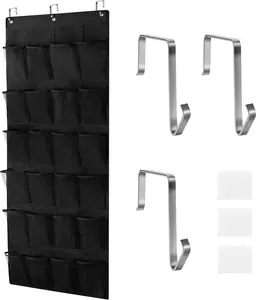 24 Large Pockets Upgraded Over the Door Shoe Organizer, Enhanced Hanging Solution Holder Closets, Shoe Cabinets for Everyone