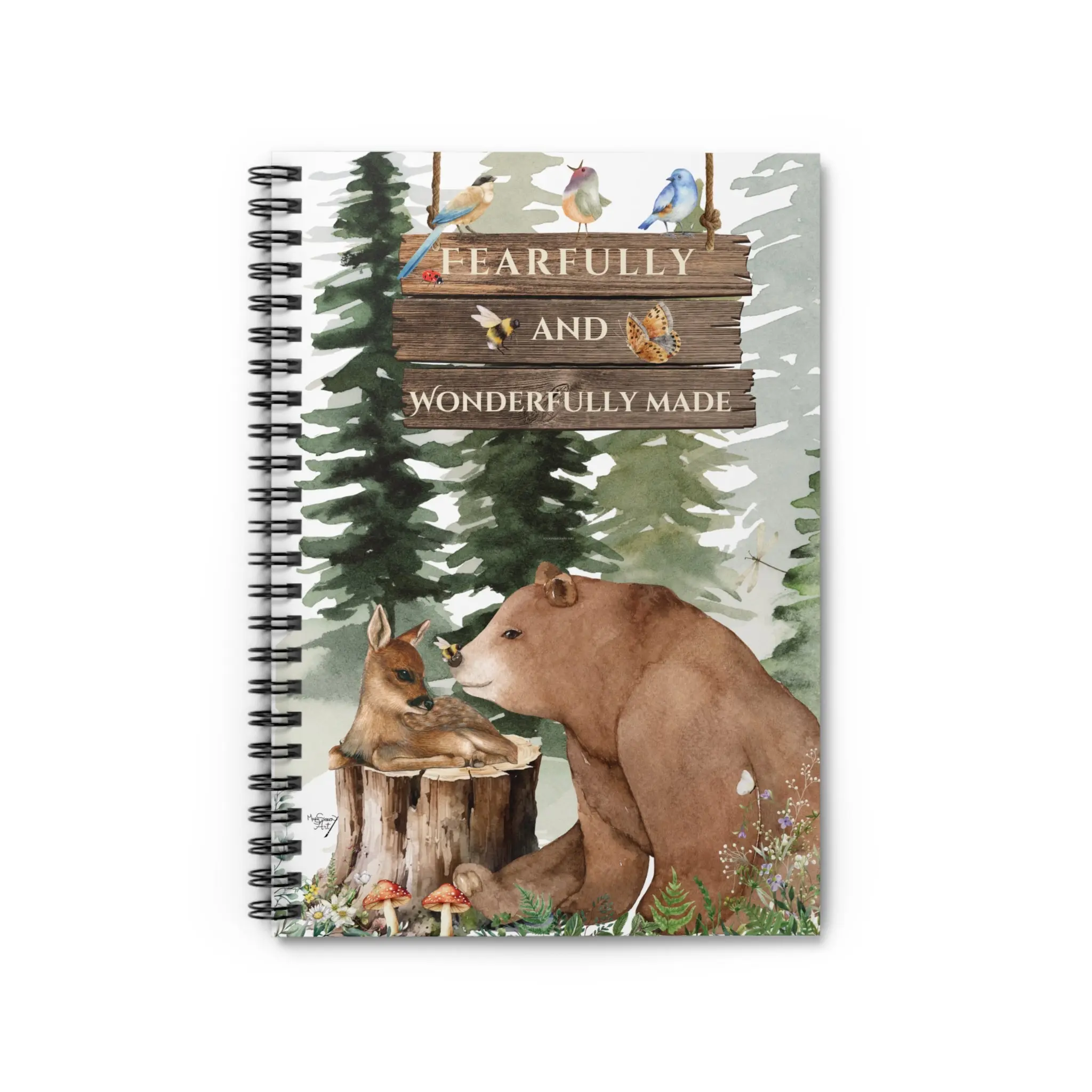 Woodland Spiral Notebook.  Woodland Bear. Original Artwork