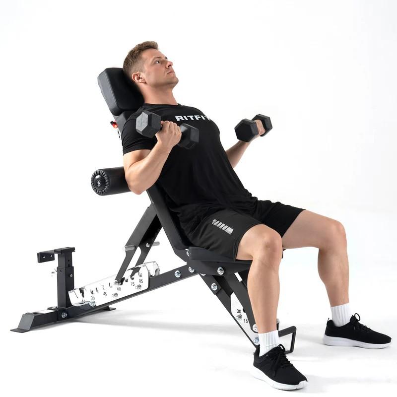 RitFit GATOR 1600LB 3-Section Adjustable Weight Bench(Black/Red)