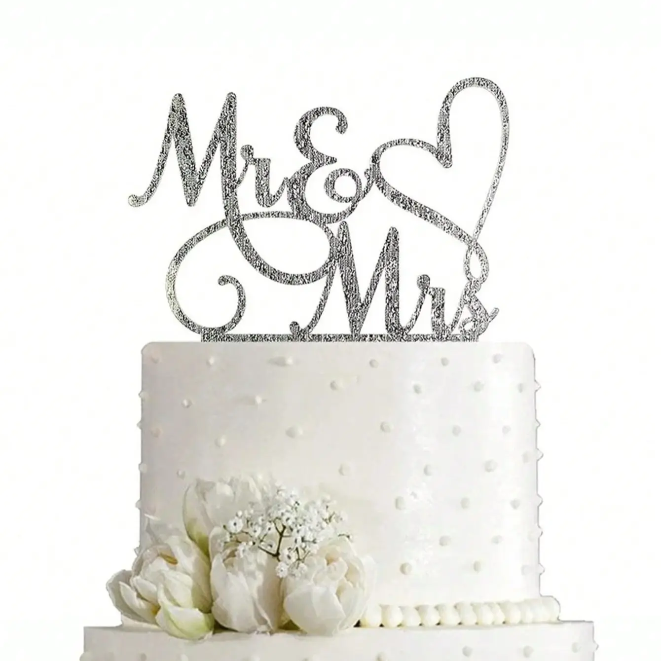 Silver Color Acrylic Wedding Marriage Cake Decorations, Bride Groom Cake Topper, Sparkly Bridal Shower Favor, Elegant Party Accessory