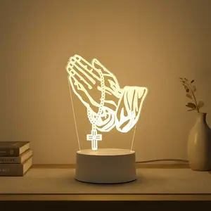 3D Cross Design Led Night Light, USB Powered Creative Desktop Lamp, Decorative Lamp for Home Bedroom, Living Room, Office