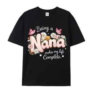 Women's "Being a Nana" Floral & Butterfly Print T-Shirt - Grandma Gift, Comfort Fit Round Neck Short Sleeve Blouse for Spring Summer Casual Wear - Top for Nana