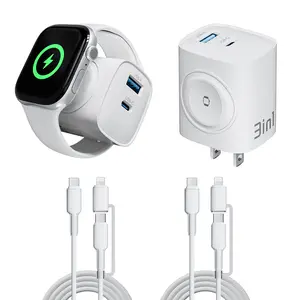 OOI 2 Pack 3-in-1 Magnetic Charging Block for Apple Watch, USB-C & USB-A Fast Charger Adapter for iPhone & AirPods, Single & Double Pack Options, SummerWins