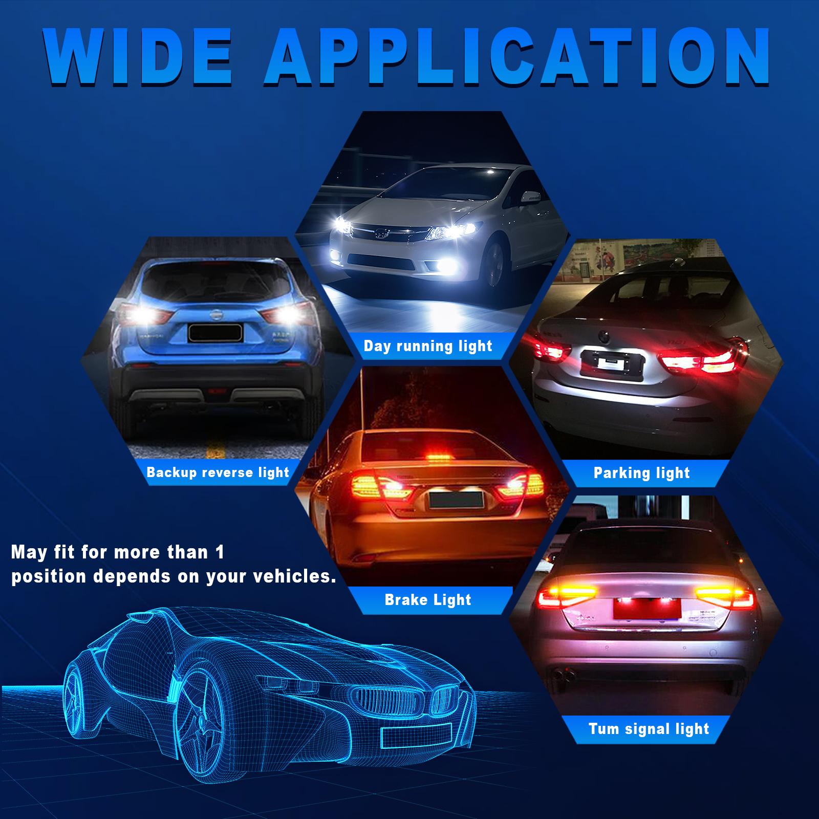 BRS High-Brightness Decoded LED  White Strobe Flash Blinking Brake Stop Tail Parking Light Bulbs – 220 Lumens (T10, 2-Pack)