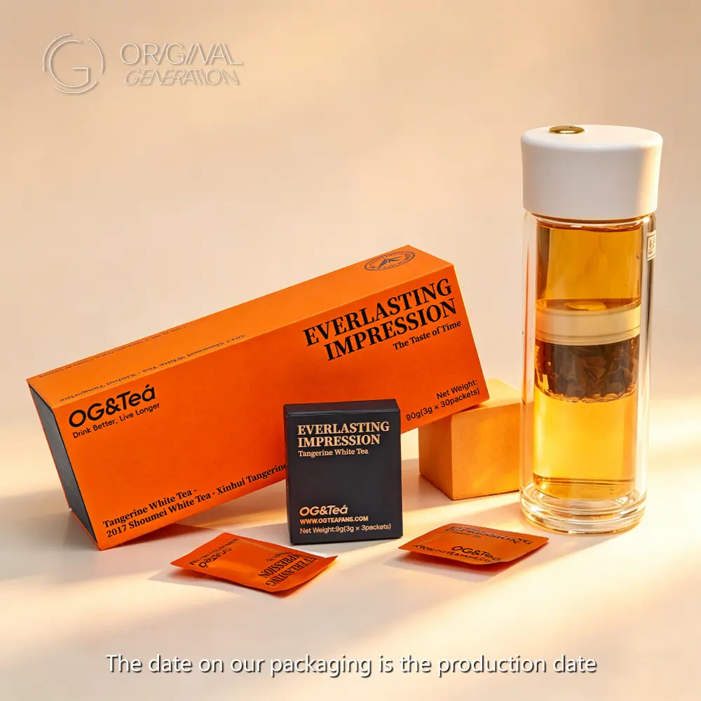The Days Shoumei White Tea 2017 With Tangerine From Xinhui One Carton  With Magnetic tea Separator Bottle