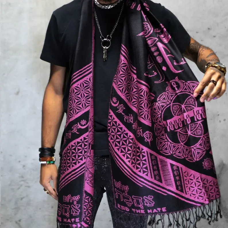 LOVE IS LAW • Neon Pink // Festival Pashmina / Festival Shawl / Festival Scarf / Pashmina Festival / Festival Clothing / Rave