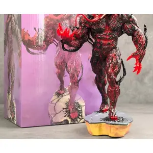 Red Symbiote Villain Statue Action Figure - Detailed Collectible Monster Toy with Display Base for Superhero Fans