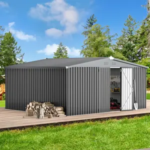 【3 Packages Shipping】Large Heavy-Duty Metal Storage Shed - Extra Large Steel Outdoor Shed with Lockable Doors for Garden Tools, Workspace & Utility Storage