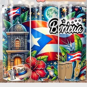 Puerto Rico Flag Insulated Tumbler Sustainable Reusable