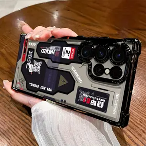 Mecha-Style Graffiti Phone Case Compatible with Samsung Galaxy S25 S24 S23 S22 S21 FE Ultra Plus 4G 5G,for iPhone 17 16 promax Transparent Soft Back Cover for Drop Protection. Smartphone Cellphone Protective Casing