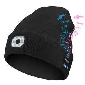 Bluetooth Light-Up Hat, Unisex All-Season Outdoor Cap with USB-Rechargeable 6LED Headlamp, Includes Wireless Earphones—Ideal Christmas or Birthday Gift. Perfect for Skiing, Travel, Night Hikes, Picnics, Outings, and Holiday Gatherings.