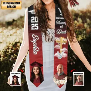 Personalized Memorial Graduation Stole: Custom Photo Tribute Sash