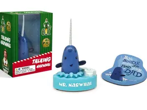 Talking Narwhal Collectible Toy for Ages 10+, Elf-Themed Vinyl Figurine with Button Cell, Holiday Classic Novelty Stress Relief Toy, Talking Toy