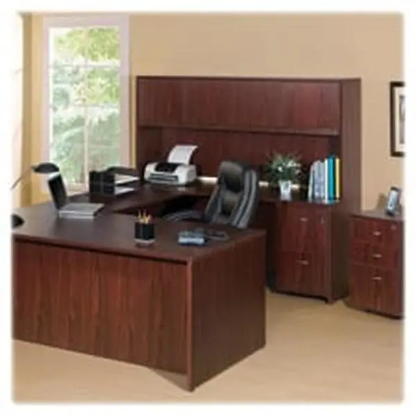 Lorell LLR69378 Mahogany Office Credenza Shell, 60in.x24in.x29.50in, Adjustable, Assembly Required, Designed for L-Shape Configurations, Metal