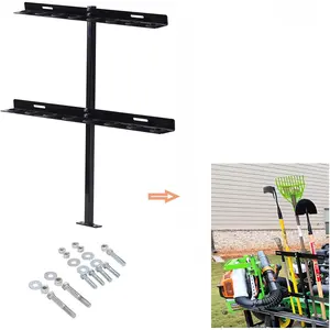 Hand Tool Rack for Truck Trailer, 6 Holes Hand Tool Rack for Open Style Trailers, Landscape Hand Tool with Rubber Grommets and Mounting Hardware, Black Powder Coated -