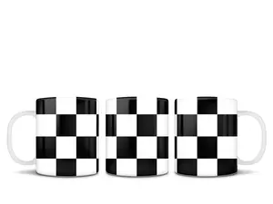 Checkered White and Black 15 Ounce Coffee Mug