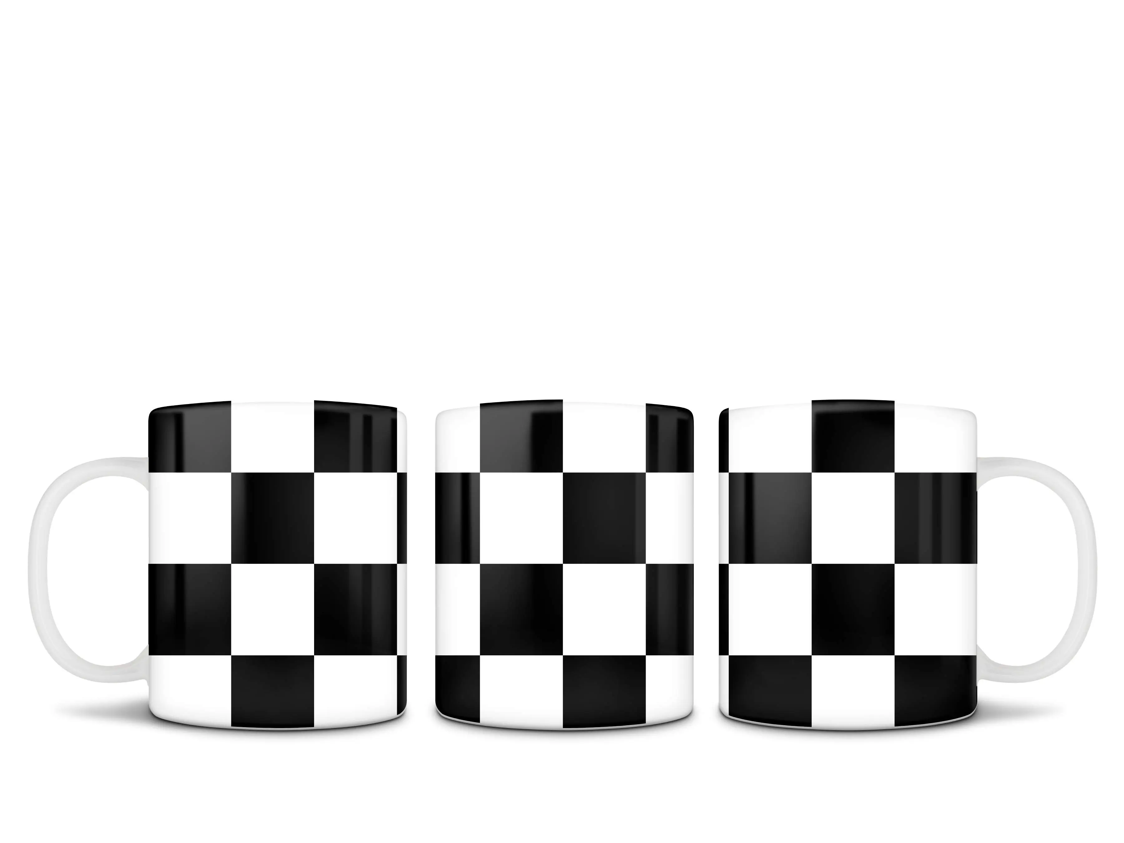 Checkered White and Black 15 Ounce Coffee Mug