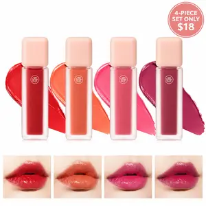 Son & Park 4-Piece Water Glow Lip Tint Set, Korean Glassy Lip Tint Set, Vegan Hydrating Non-Sticky Lip Gloss Stain, 4 Daily Shades