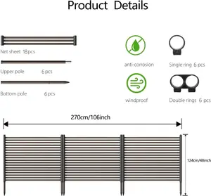 Black Privacy Fence Panels for Outside, 48" h×106" w 3-Panel No-Dig, Rustproof Decorative Garden Barrier, Air Conditioner Fence Panels, Pool Equipment Enclosure,Trash Can Screens Outdoor