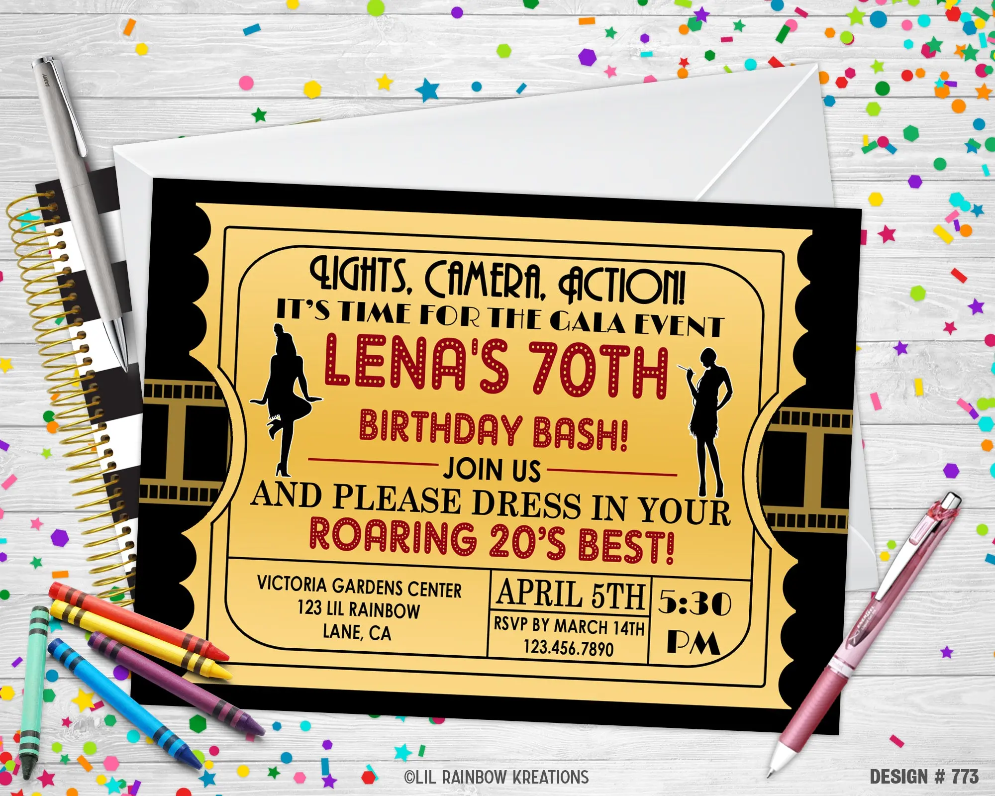 773 | Roaring 20's Party Invitation & Thank You Card