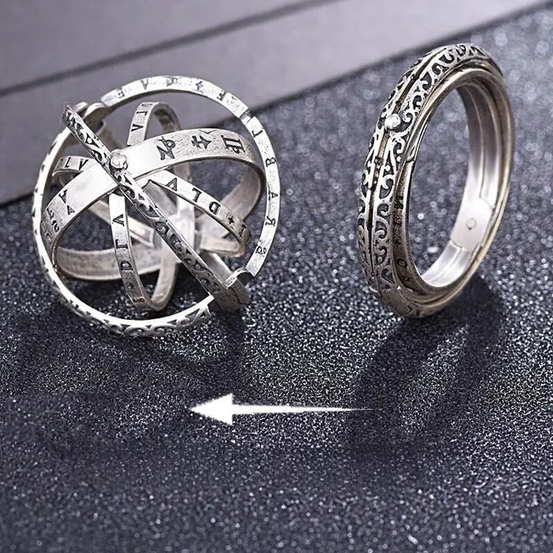 Metal Ring for Male Students, Transformable Astronomical Sphere Design, Casual Alloy Trendy Jewellery Accessories, School, Fashion, Casual Wear, Rings
