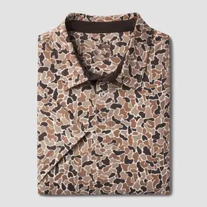 Men’s Duck Camo Golf Polo Shirt Retro Hunting Style Lightweight Breathable Casual Outfit